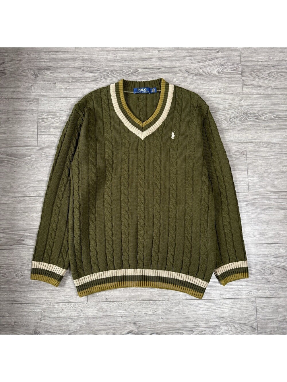 Polo Ralph Lauren Cable Knit Sweater Crewneck Men’s XL Olive Green